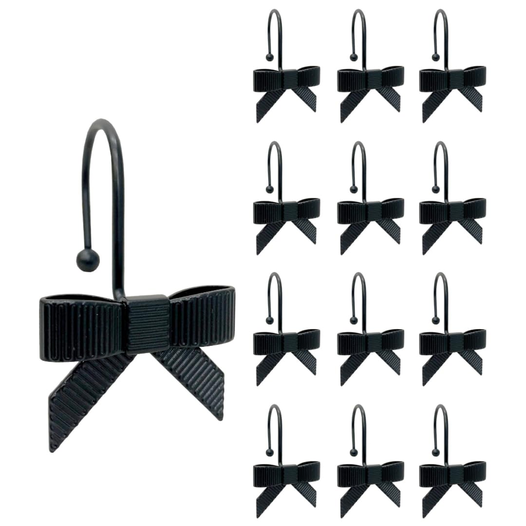 Decorative Bow Knot Curtain Hooks Shower Rings for Bathroom