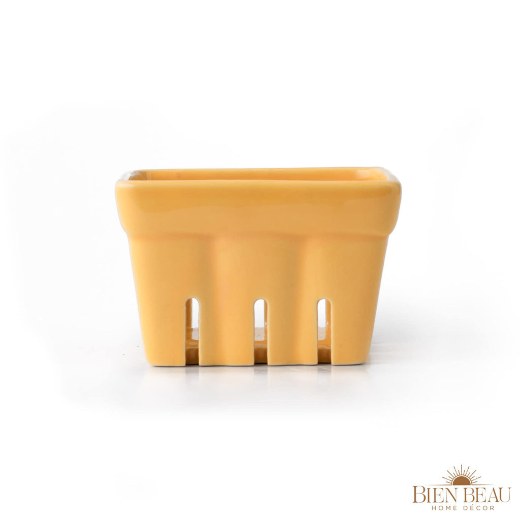 Farmhouse Ceramic Berry Basket, Colander, Fruit Decor, Fruit Bowls/Baskets, Kawaii Kitchen Bowl Fruit Pattern Stoneware Harvest Square Bowls Set of 4