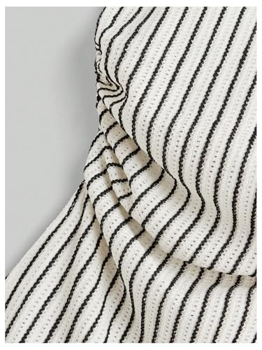 Women's Striped Print Bandeau Ruched Asymmetrical Hem Strapless Tube Top