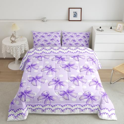 Cartoon Bowknot Comforter Set Pink Bow Tie Butterfly Knot Princess Bedding Set Floral Bow Comforter