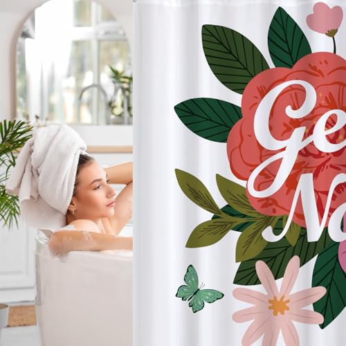 Cute Shower Curtain for Bathroom Modern Aesthetic Funky Decorative, Pretty Chic Cloth Set with Hooks, 72x72 Inch