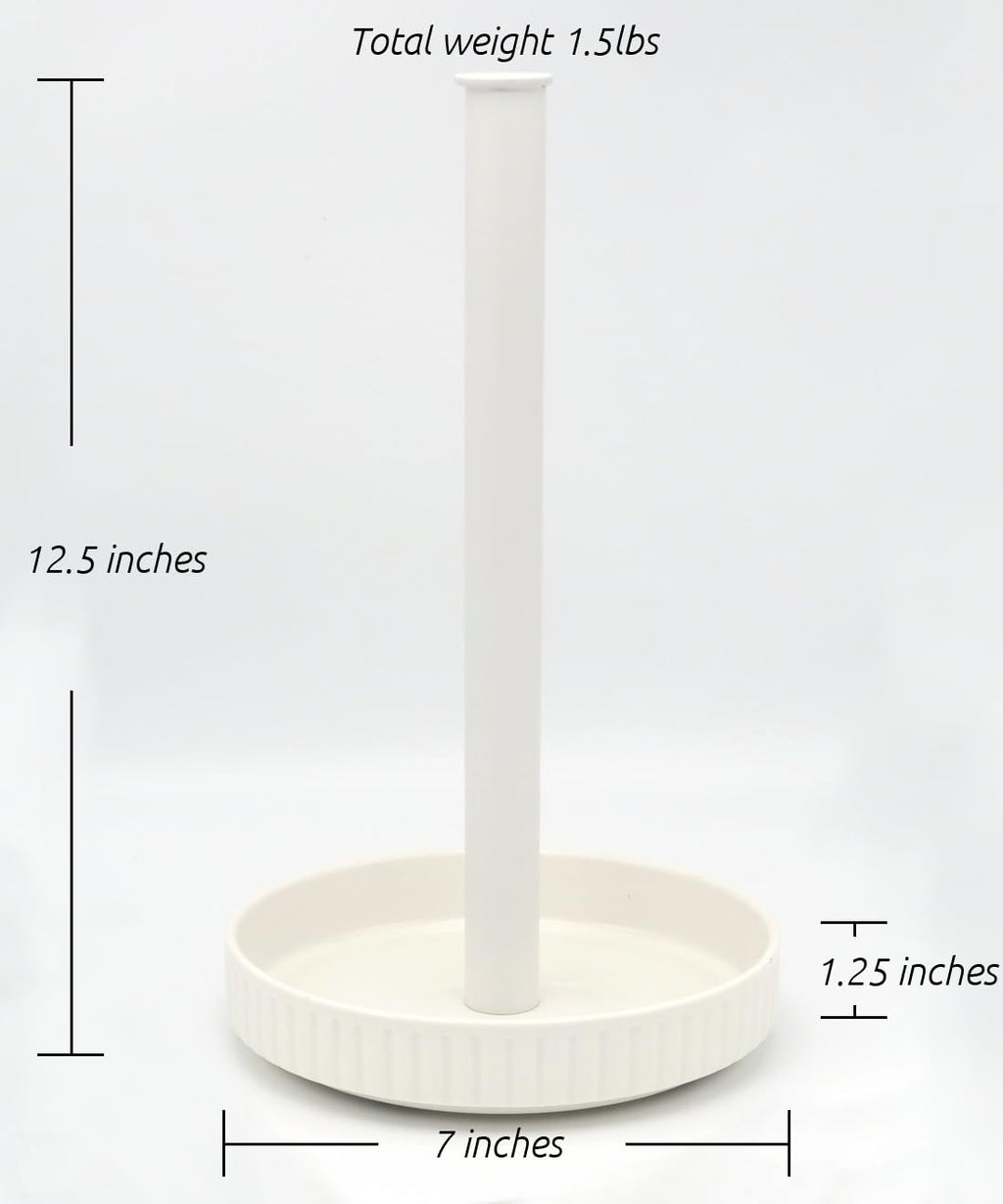 Stable Elegant and Durable Kitchen Roll Stand Paper Towel Holder Countertop, Ceramic Base