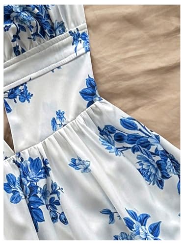 Women's Sleeveless Butterfly Print Cut Out V Neck Tiered Mini Cami Dresses