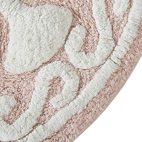 Medallion Floral Pattern Bath Mat 100% Cotton Tufted Bathroom Rugs Luxurious Plush Absorbent, Quick Dry