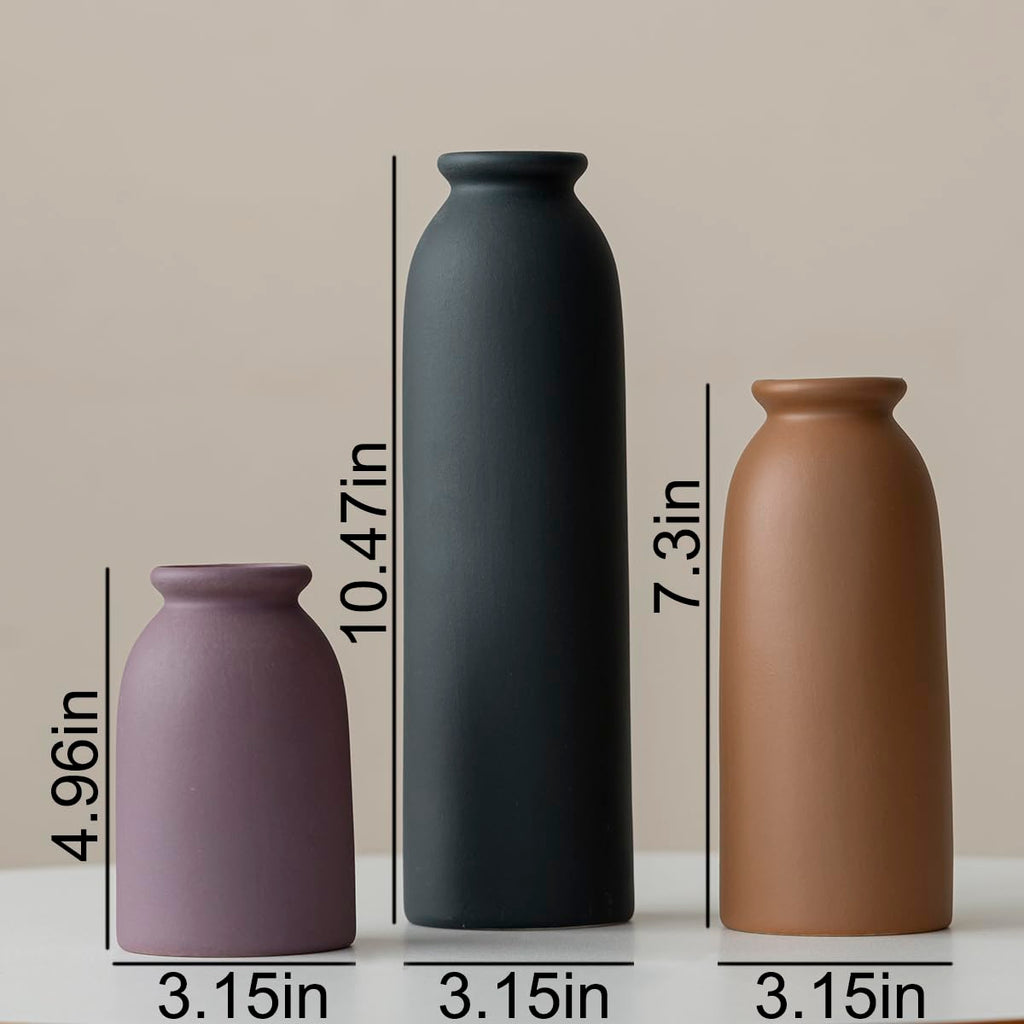 Tall Decorative Ceramic Vase Set, 3 Pieces