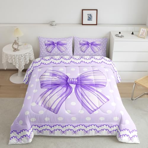 Cartoon Bowknot Comforter Set Pink Bow Tie Butterfly Knot Princess Bedding Set Floral Bow Comforter