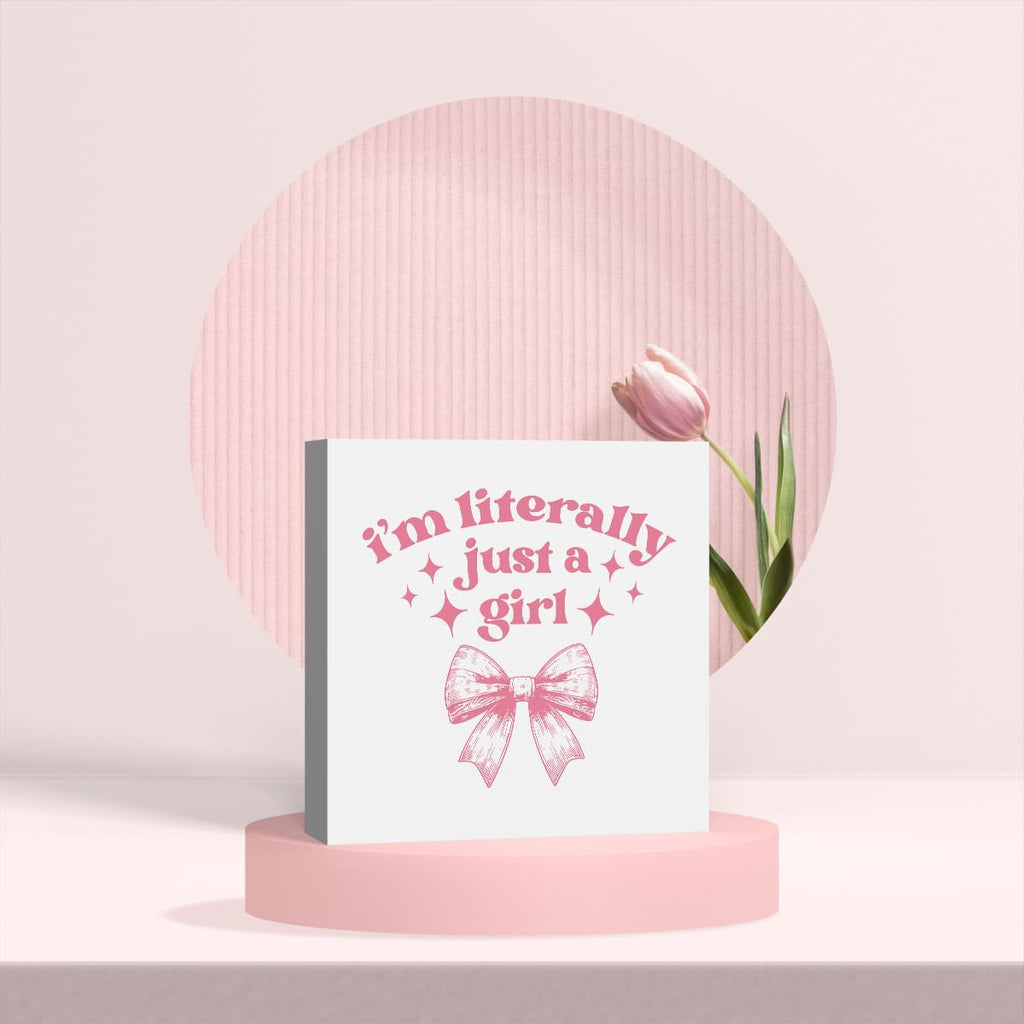 Pink Bow Coquette Room Decor - Wooden Box Sign Desk Decor
