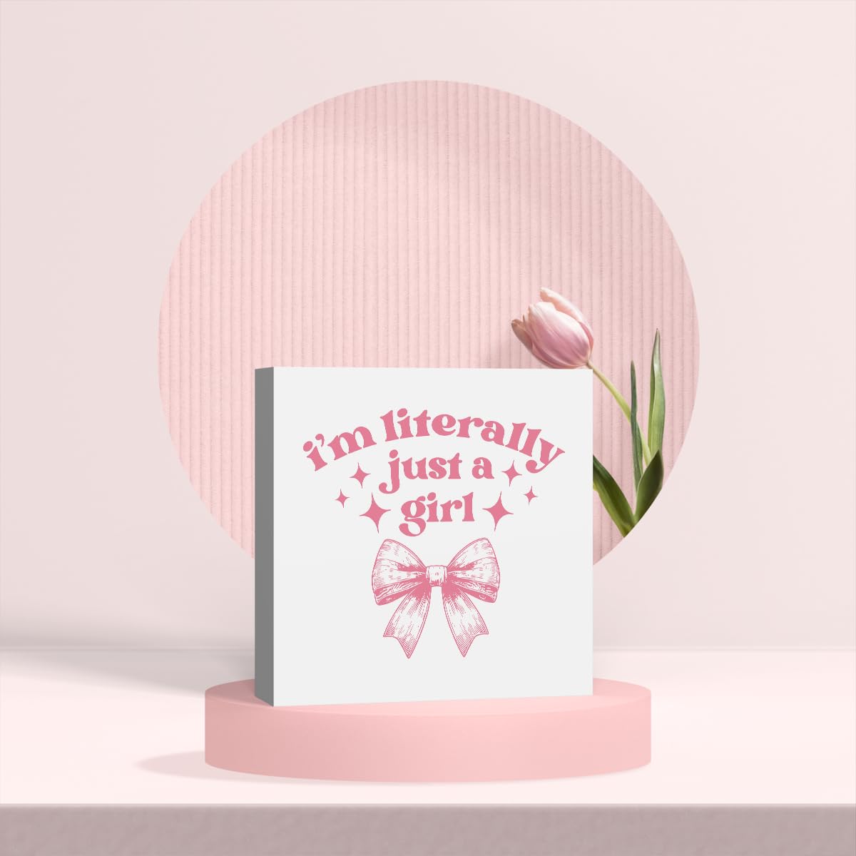 Pink Bow Coquette Room Decor - Wooden Box Sign Desk Decor