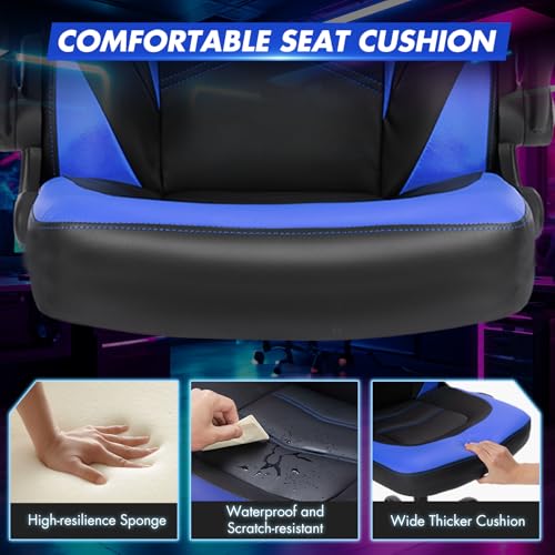 Ergonomic Office Executive Adjustable Swivel Task PU Leather Racing Chair with Flip-up Armrest