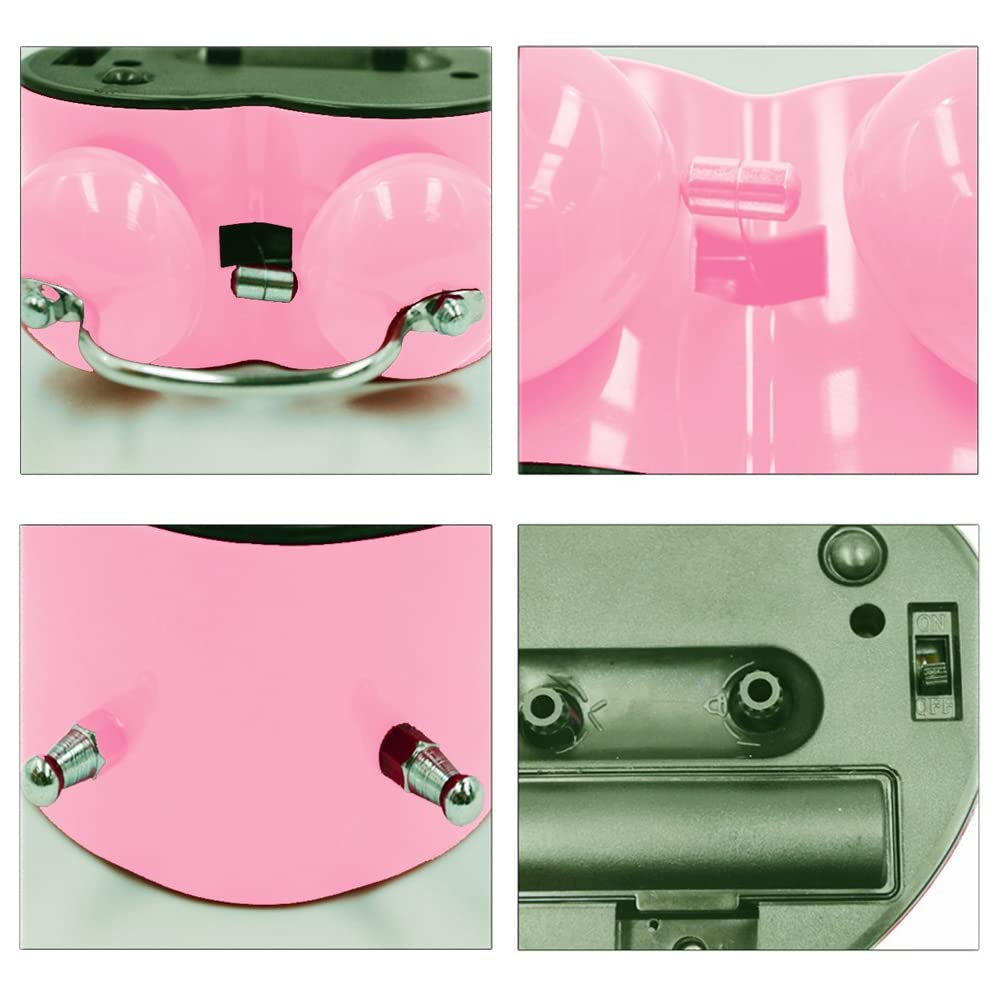 Cute Heart Shapes Twin Bell Loud Alarm Clock Silent Analog Quartz Nightlight Tableclock Battery Operated for Kids, Seniors, Heavy Sleepers, Decorations for Bedroom, Living Room 3 Inches