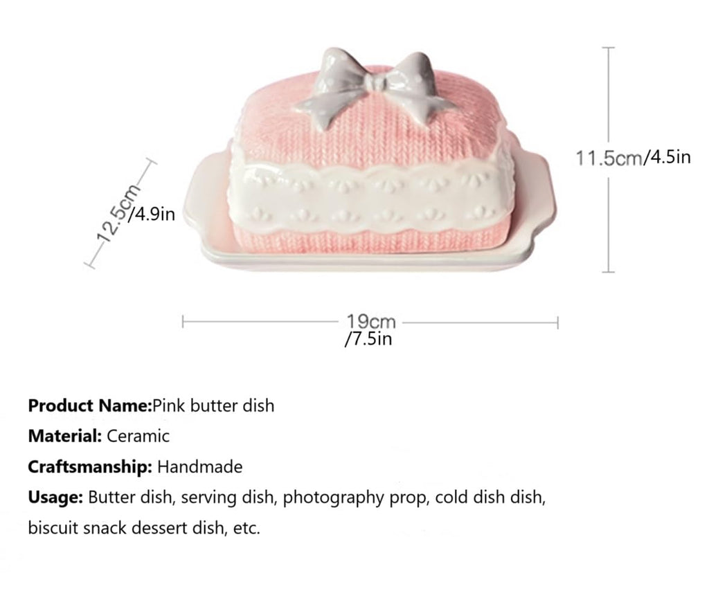 Butter plate, Butter knife, Western food, Dim sum biscuits, Dessert plate with cover, Serving plate, Nordic style (Pink, Without a knife)