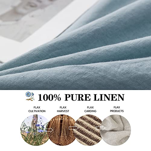 The 100% Linen Duvet Cover Set, 3 Pieces Belgian Flax Breathable Bedding,(1 Comforter Cover+2 Pillowshams) with Tie Closure Style
