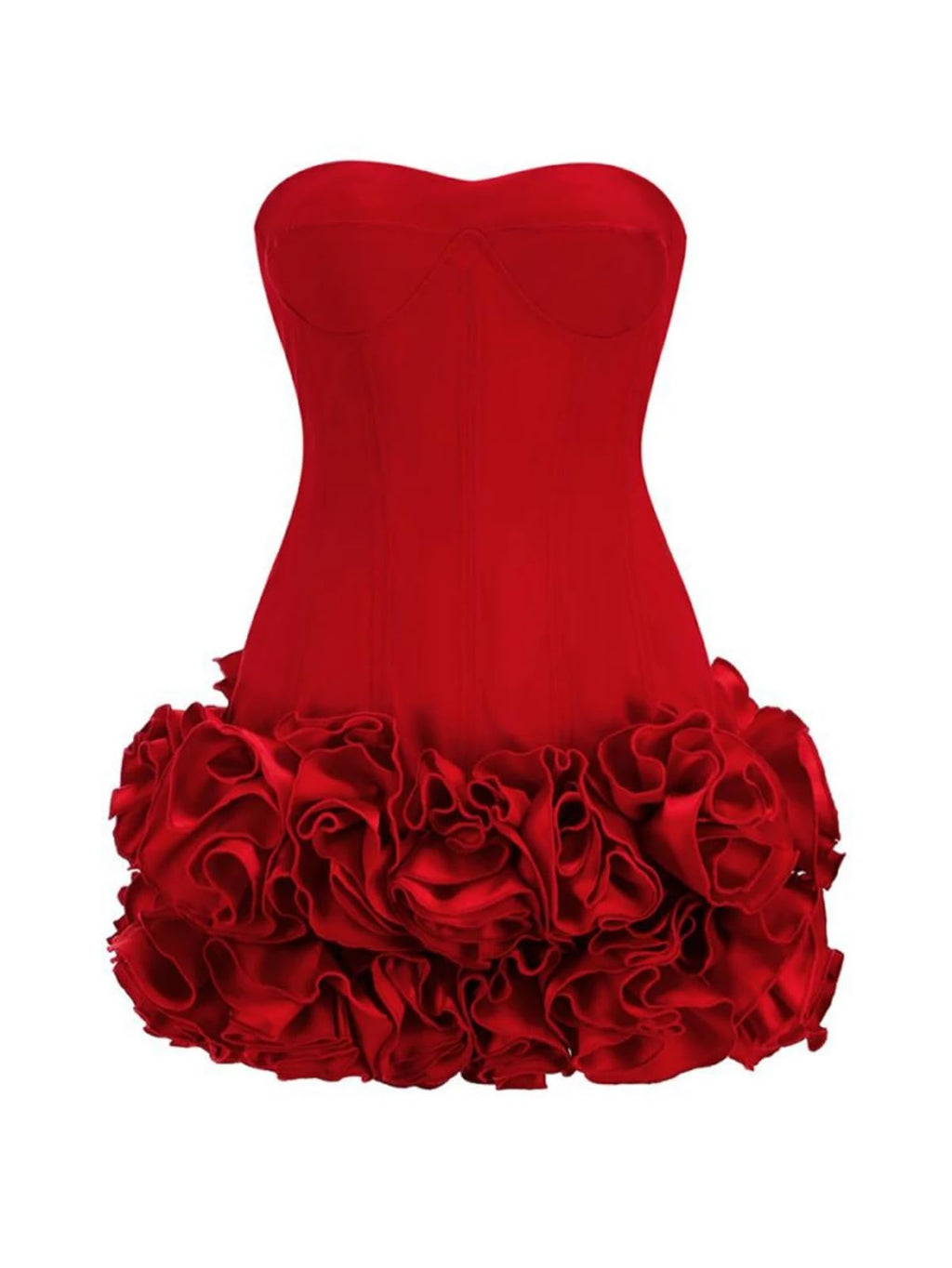 Layered Ruffle Edge Cocktail Party Dresses Sexy Strapless Homecoming Dresses Off Shoulder Satin Bodycon Mini Dresses