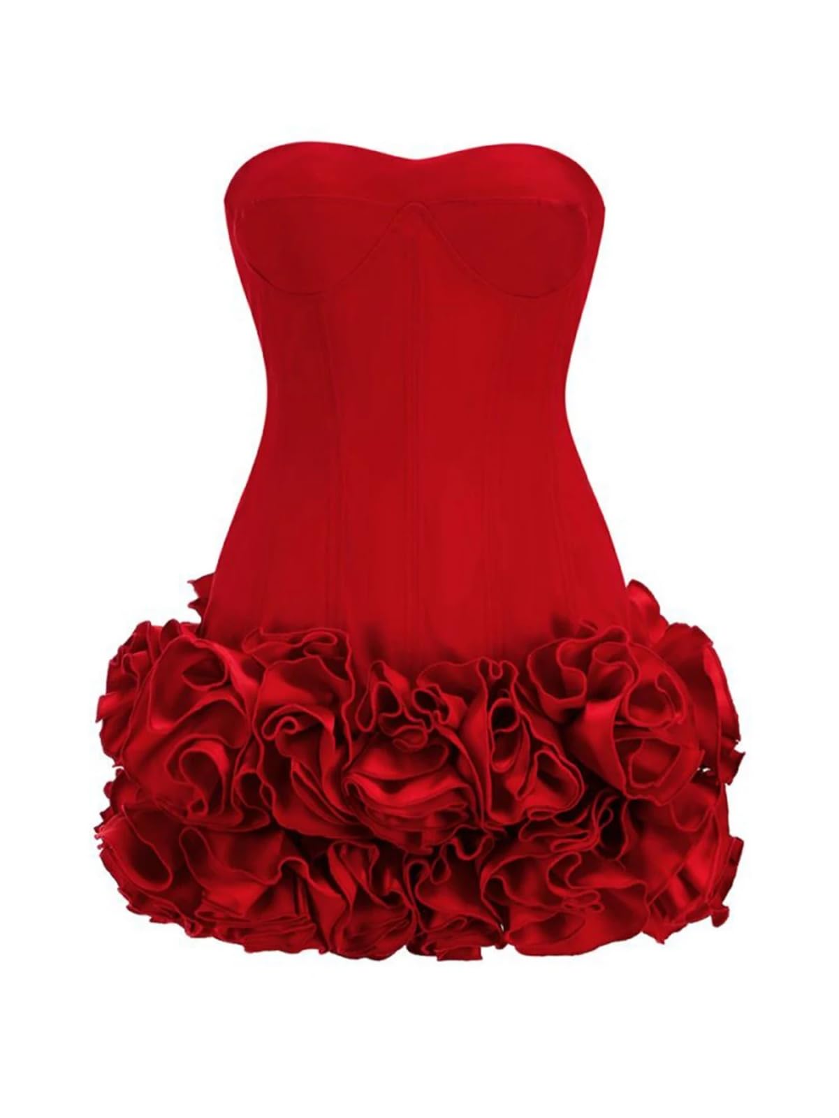 Layered Ruffle Edge Cocktail Party Dresses Sexy Strapless Homecoming Dresses Off Shoulder Satin Bodycon Mini Dresses