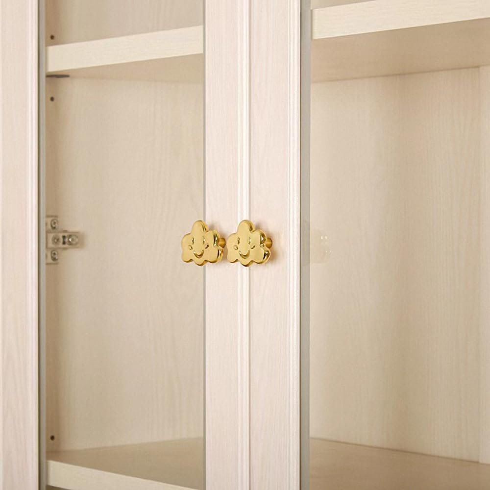 Gold 4 Pack Brass Knobs for Dresser, Drawers and Cabinet Decorative