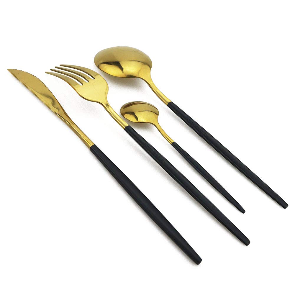 Stainless Steel Knife Fork Spoon Teaspoon Silverware Set, 24-Piece Flatware Set,