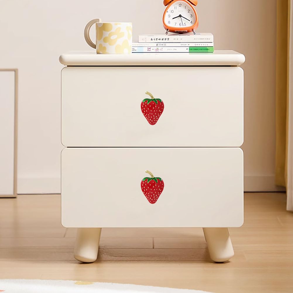 Strawberry Decor Kitchen Knobs, Drawer Handle Pull for Cupboard Dresser Wardrobe Door Home Furniture Hardware Single Hole Handle 4PCS