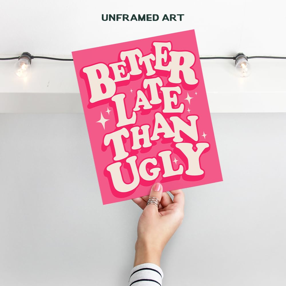 Women's Pink Bathroom Decor â€?Humorous Wall Art, Retro Bath Prints, and Modern Restroom Signs