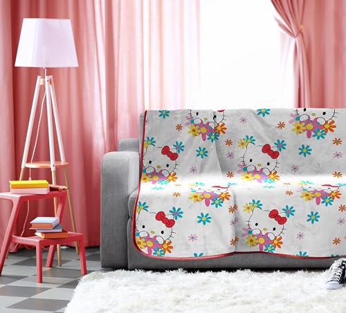 Hello Kitty White Kitties Plush Blanket - Measures 60 x 90 Inches, Kids Bedding - Super Soft Fleece Bedding