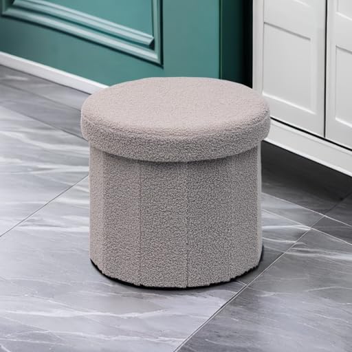 Flower-Shaped Storage Ottoman â€?Boucle Footstool & Seat for Living Room & Dorm