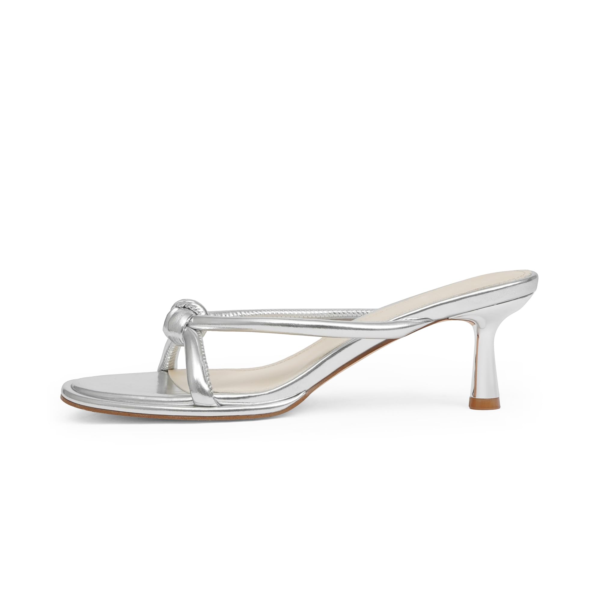 Womens Heeled Sandals Rounded Open Toe Kitten Heels Slip on Bow Mules Sandals