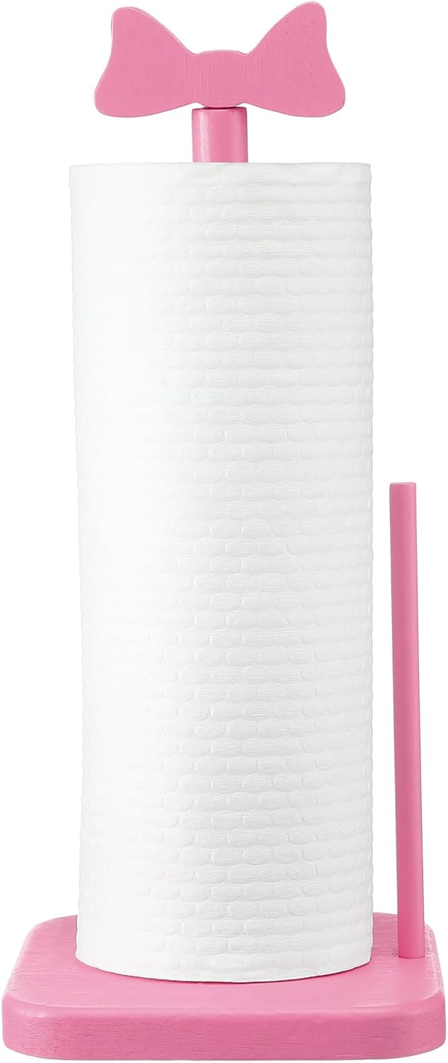 Pink Bow Paper Towel Holder Coquettish Cute Bow Wooden Paper Towel Holder Decor