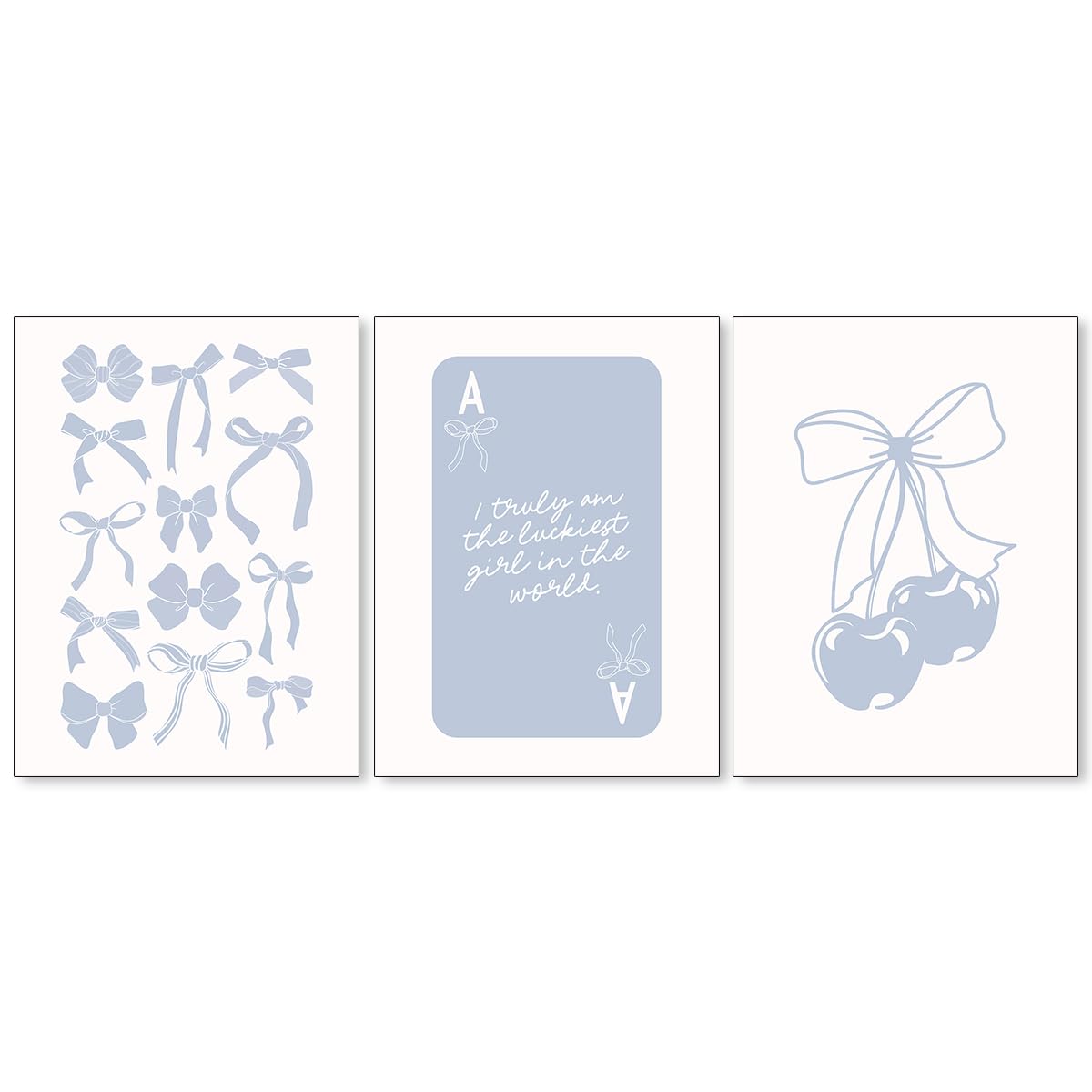 Coquette Bow Aesthetic Poster Preppy Wall Art Set of 3 Trendy Cute Canvas Prints