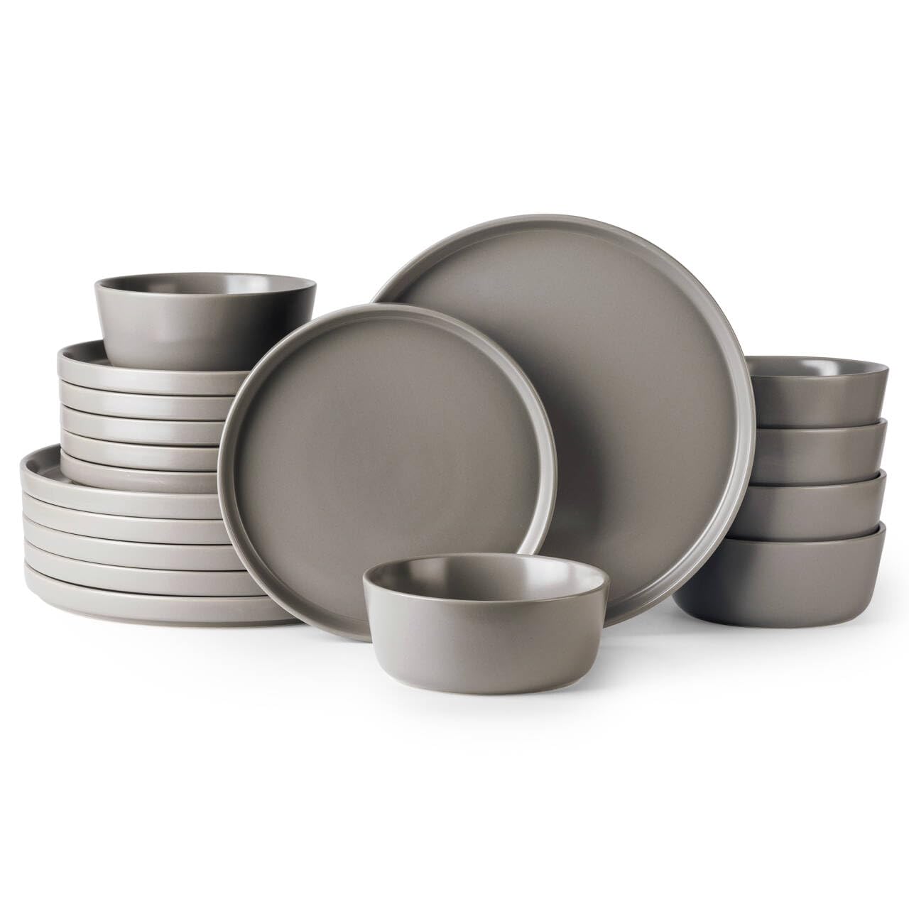 Ceramic Dinnerware Sets for 4, Modern Flat Stoneware Plates and Bowls Sets,Chip and Crack Resistant | Dishwasher & Microwave Safe Dishes Set, Scratch Resistant- Service for 4 (12pc)