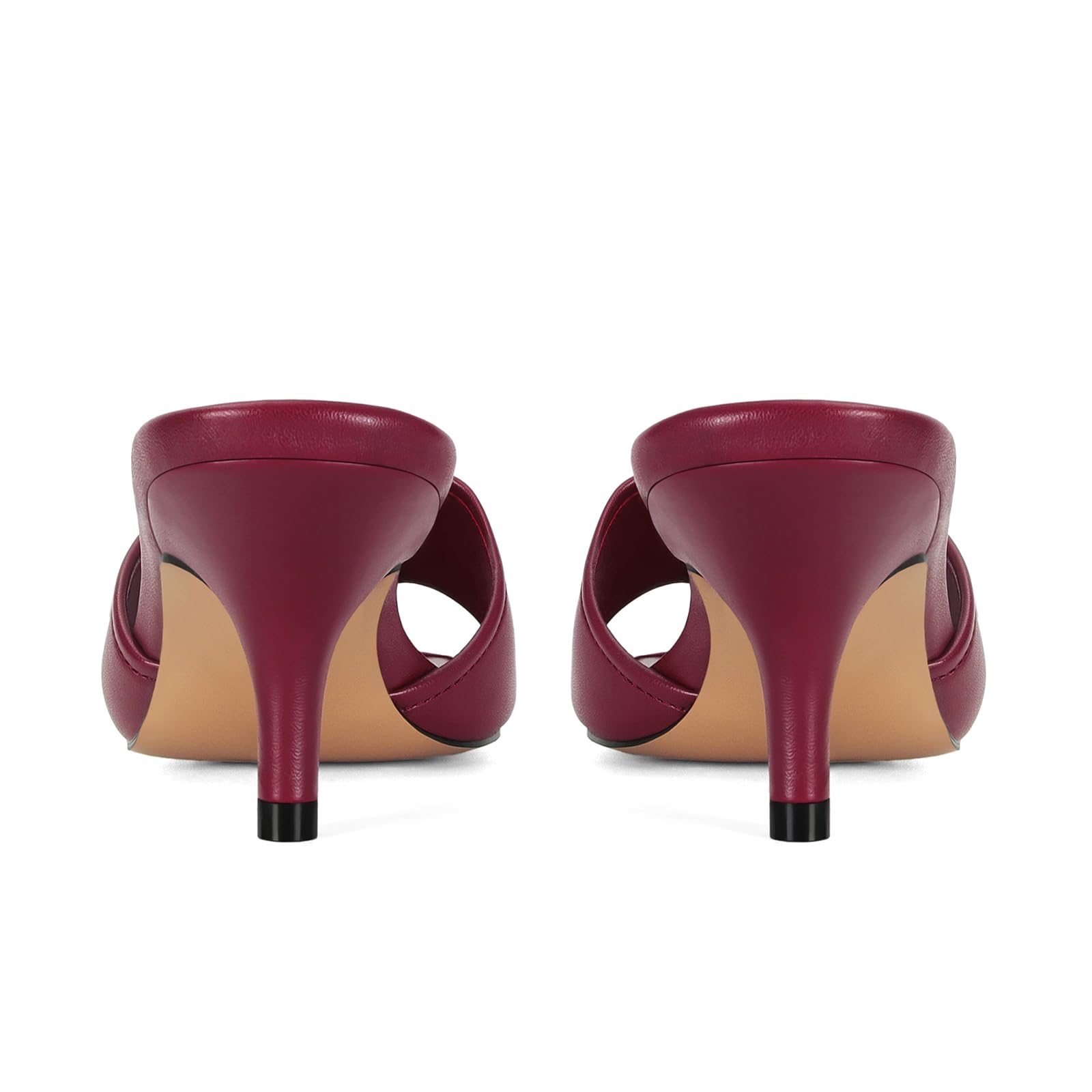 Ladies Kitten Heel Sandals Stiletto Low Heels Slip On Slides Mule Sandal Square Open Toe Dress Shoes