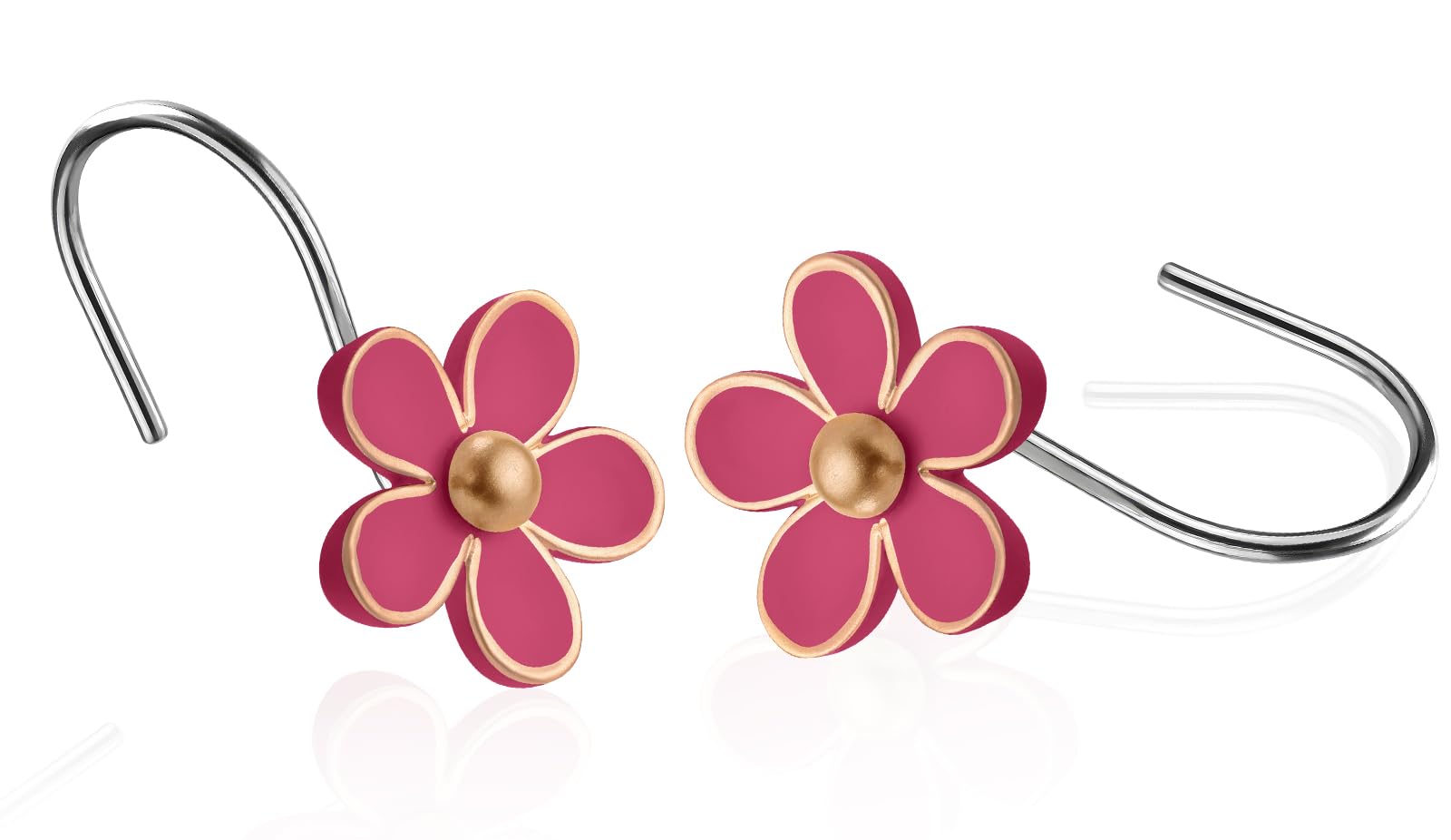 Cute Flower Shower Curtain Hooks, Pretty Floral Themed Elegant Bathroom Decor