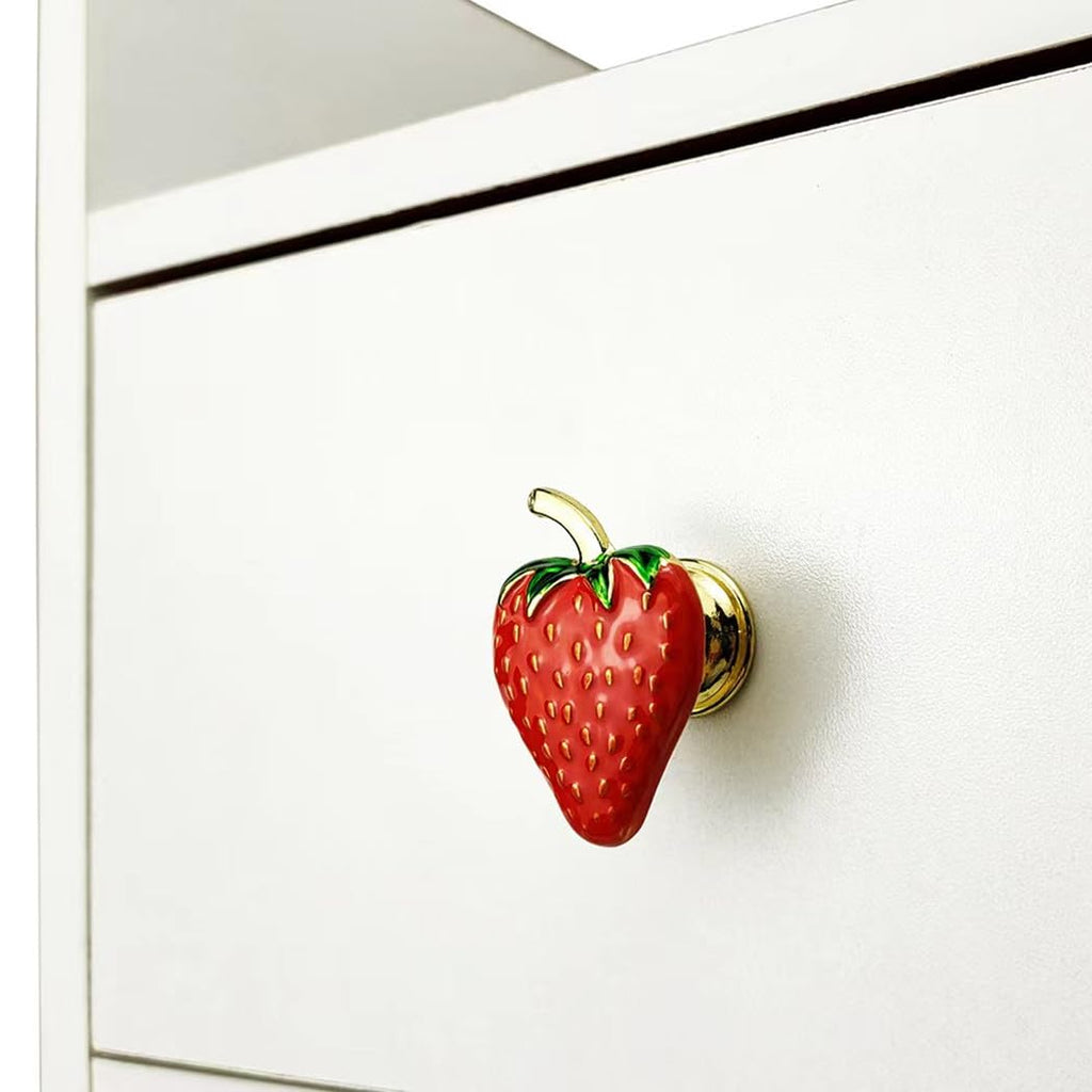 Fruit Red Strawberry Shape Metal knobs Cabinet Drawer Knob Pull Handle, Furniture Decorative Wardrobe Closet Cupboard Dresser Handles