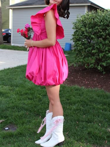 Summer Mini Deep V-Neck Babydoll Dress â€?Backless Lace-Up Sexy Bubble Dress