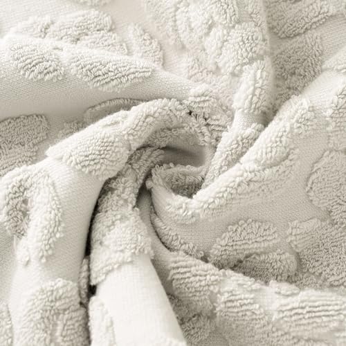 Rose Hand Towel Set of 2 Super Soft 100% Cotton Embossed Floral Pattern Highly Absorbent Decorative Bath Hand Towels for Bathroom 13x 29 Inch