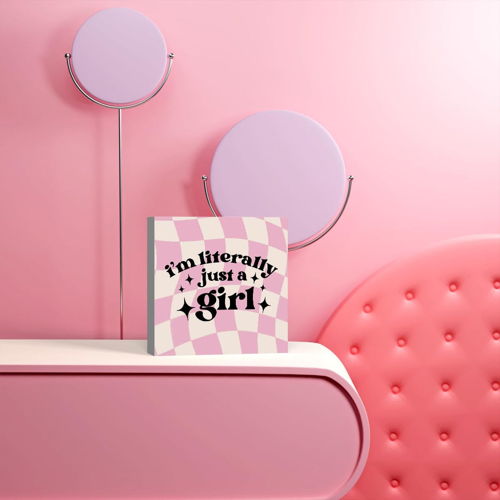 Pink Bow Coquette Room Decor - Wooden Box Sign Desk Decor