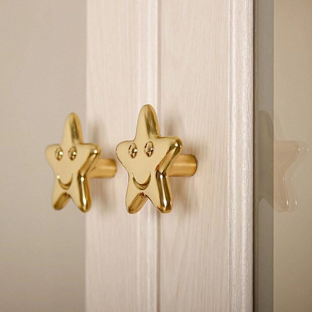 Gold 4 Pack Brass Knobs for Dresser, Drawers and Cabinet Decorative