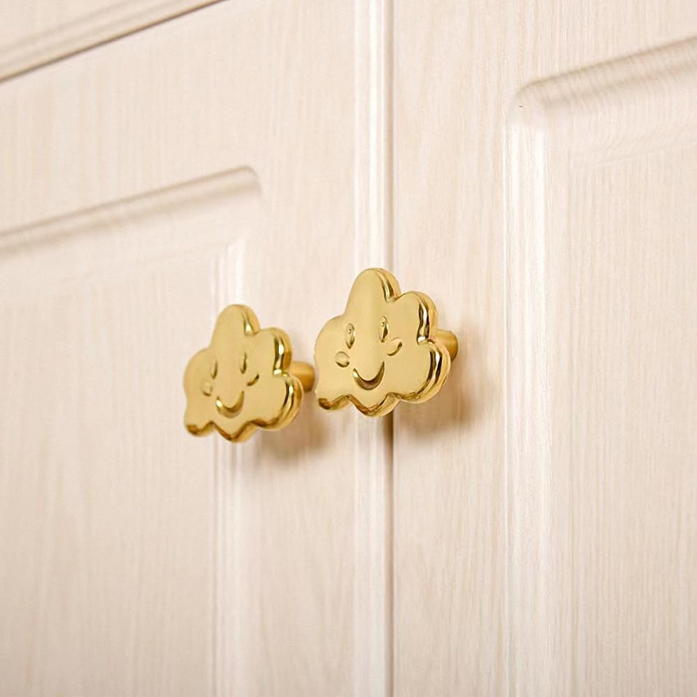 Gold 4 Pack Brass Knobs for Dresser, Drawers and Cabinet Decorative