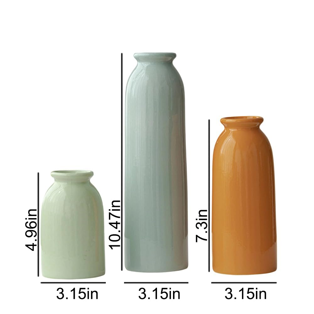 Tall Decorative Ceramic Vase Set, 3 Pieces