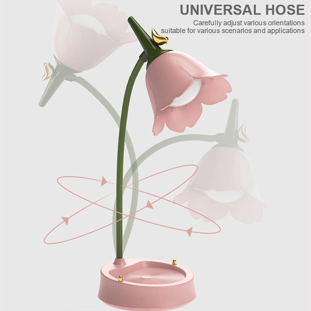 Flower LED Desk Lamp Cordless Table Light Adjustable Gooseneck Dimmable Touch Rechargeable Battery Student Bedroom Room Lighting Table Light House Decor