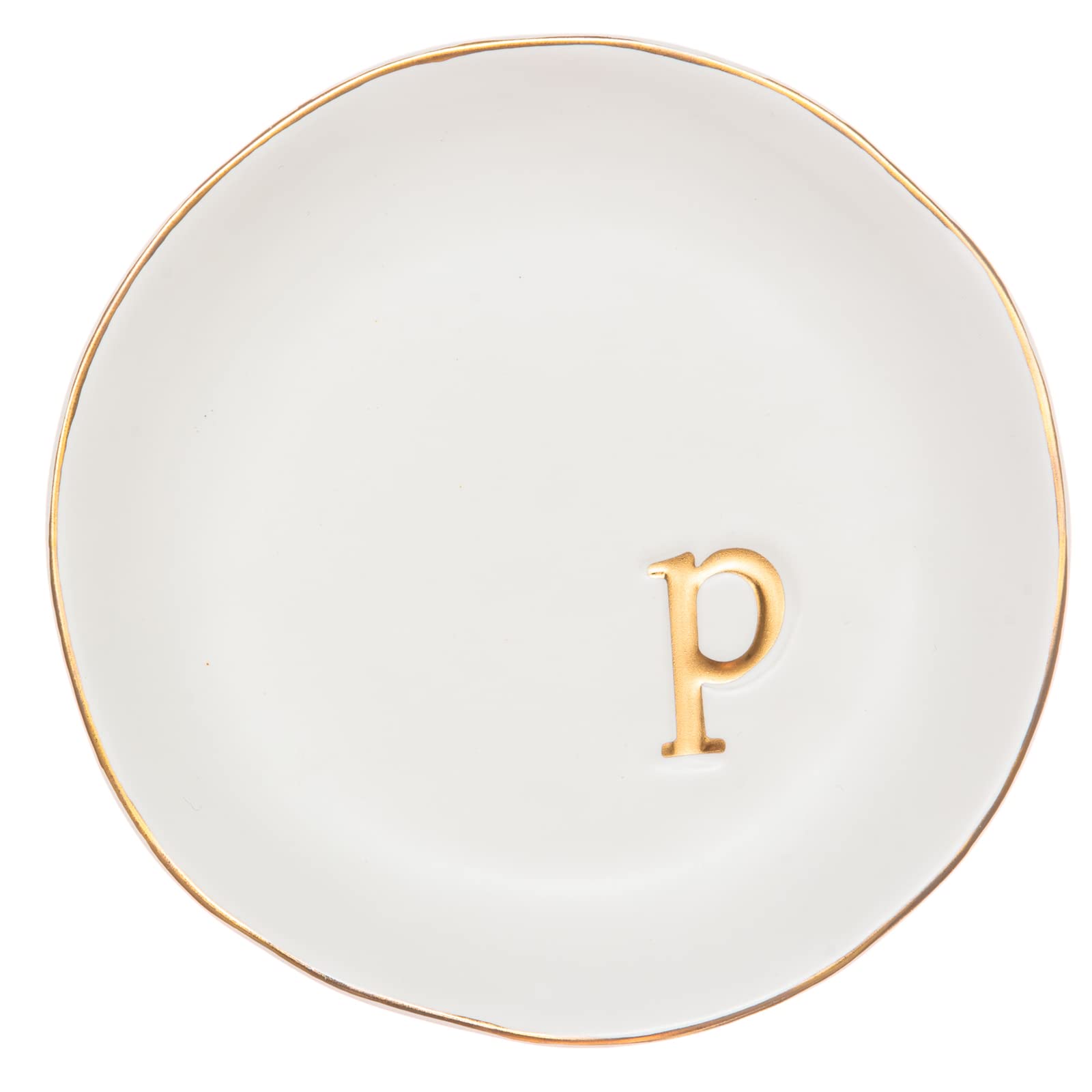 Ceramic  Initial Jewelry Tray, Decorative Trinket Dish 4.75"