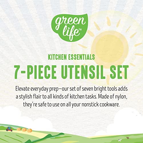 Cooking Tools and Utensils, 7 Piece Nylon Set including Spatulas Turner Spoons and Tongs, Dishwasher Safe