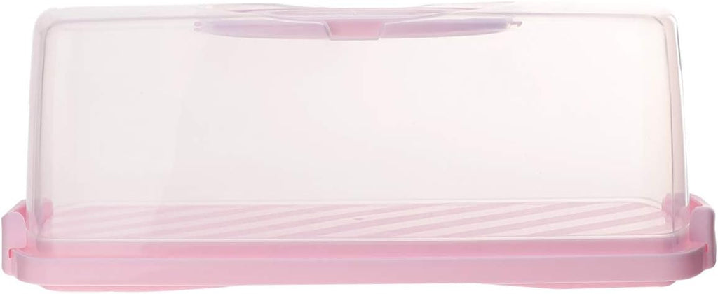 Pink Portable Transparent Cake Box with Handle Sealing Buckle Food Storage Case