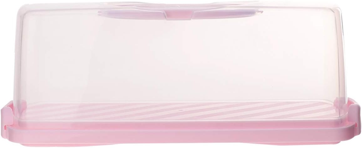 Pink Portable Transparent Cake Box with Handle Sealing Buckle Food Storage Case