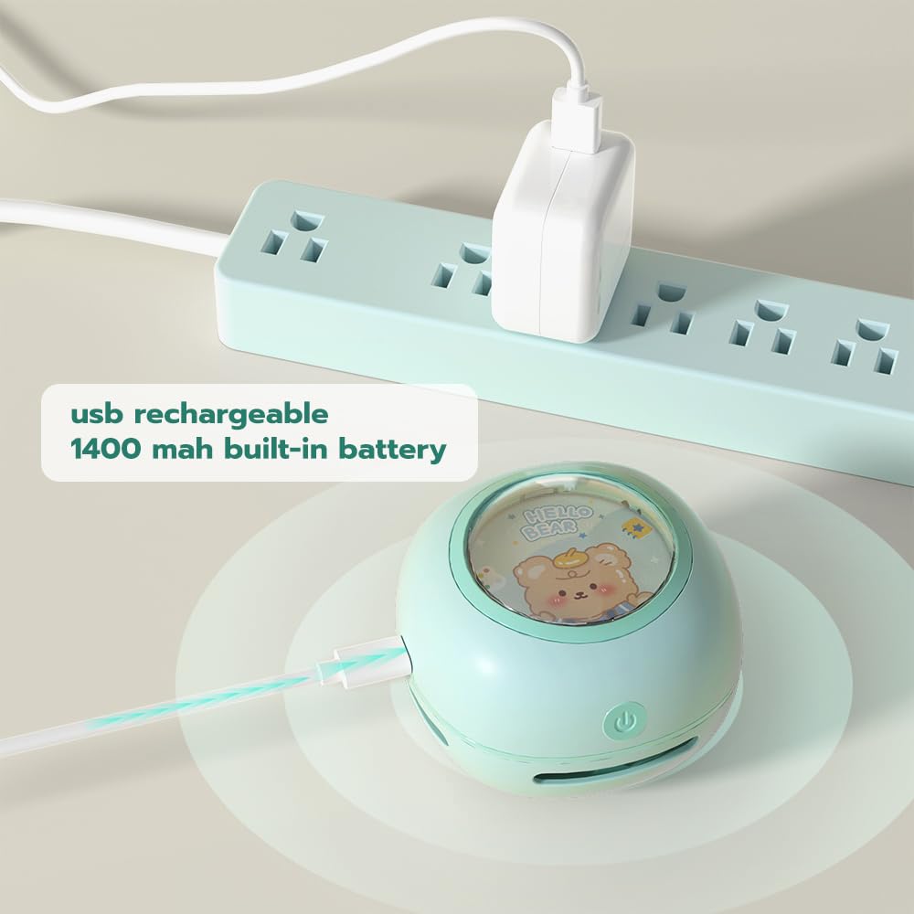 Desktop Vacuum Cleaner, Mini Table dust Sweeper Energy Saving, High Endurance up to 400 mins, 360º Rotatable Design for Keyboard/Home/School/Office