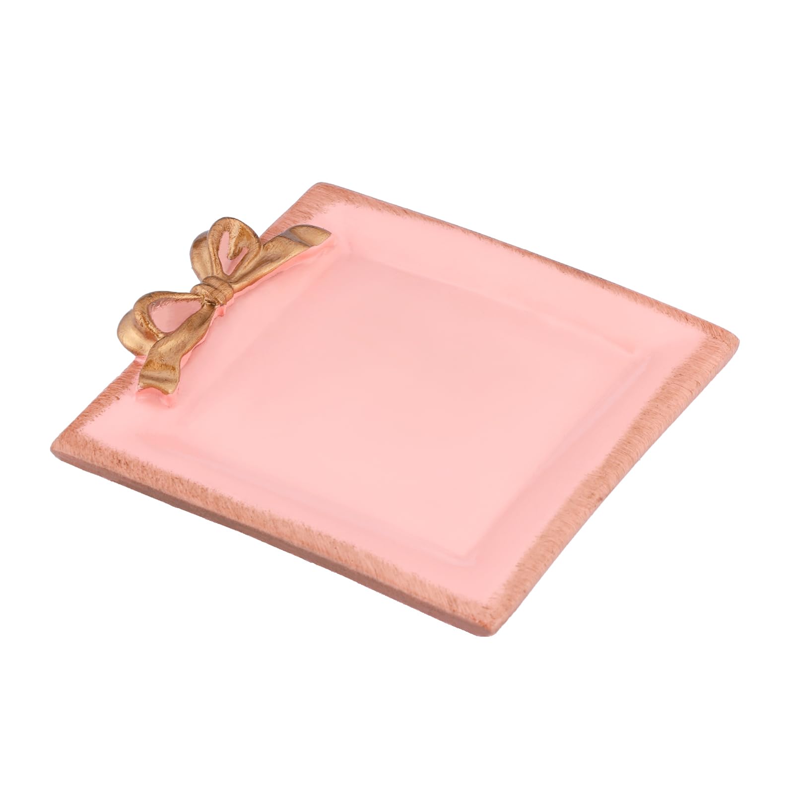 Vintage Bow-Knot Trinket Dish for Bedroom Vintage Square Vanity Tray for Dresser Purple Jewelry Dish Tray for Rings Bracelets Earrings