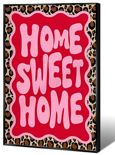 Vintage Leopard Wall Art Red Poster Fashion Cheetah Decor