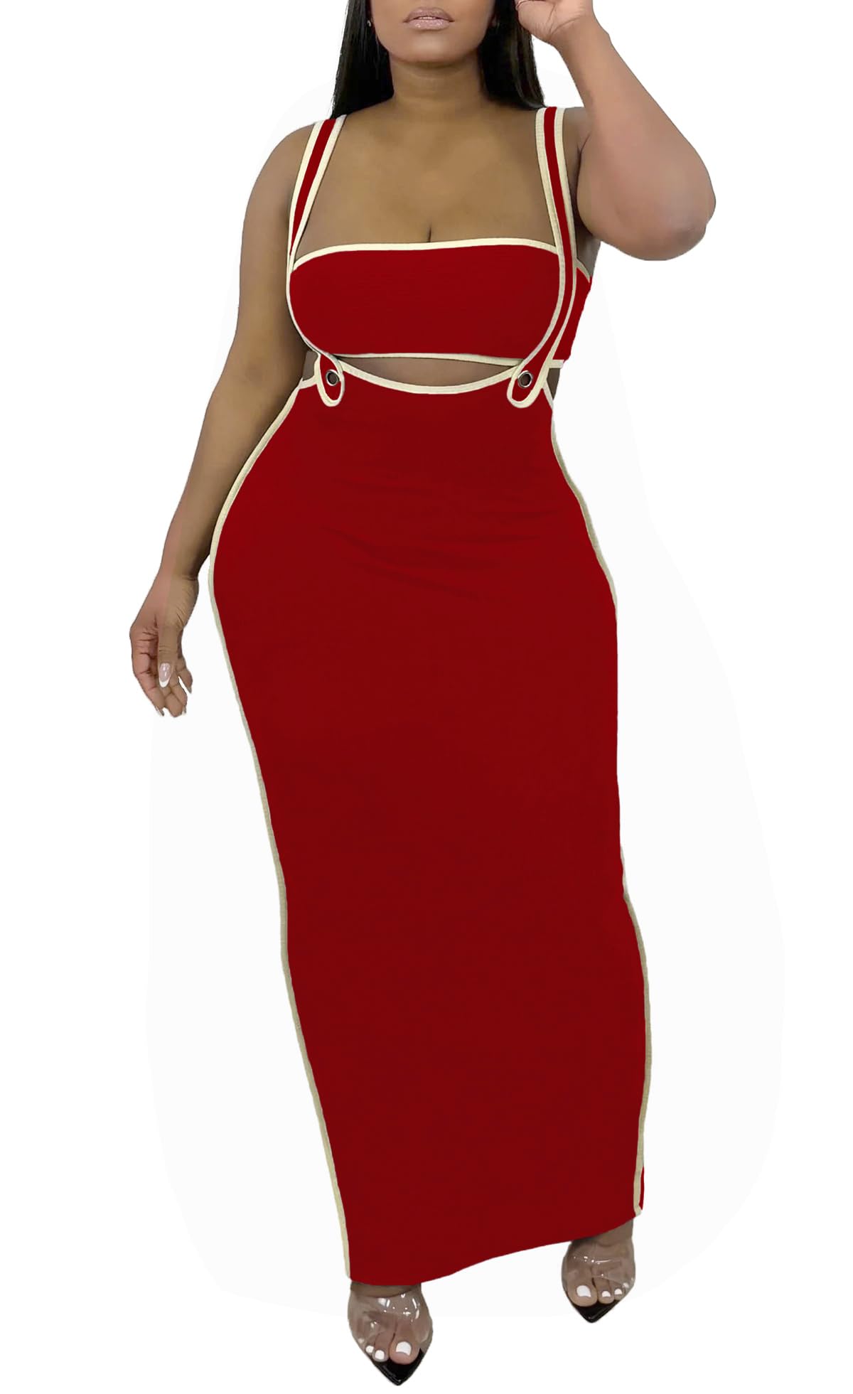 Women 2 Piece Outfits for Women Summer Tube Crop Tops Sexy Bodycon Dresses Maxi Skirt Sets Vacation Jumpsuits Club Outfits