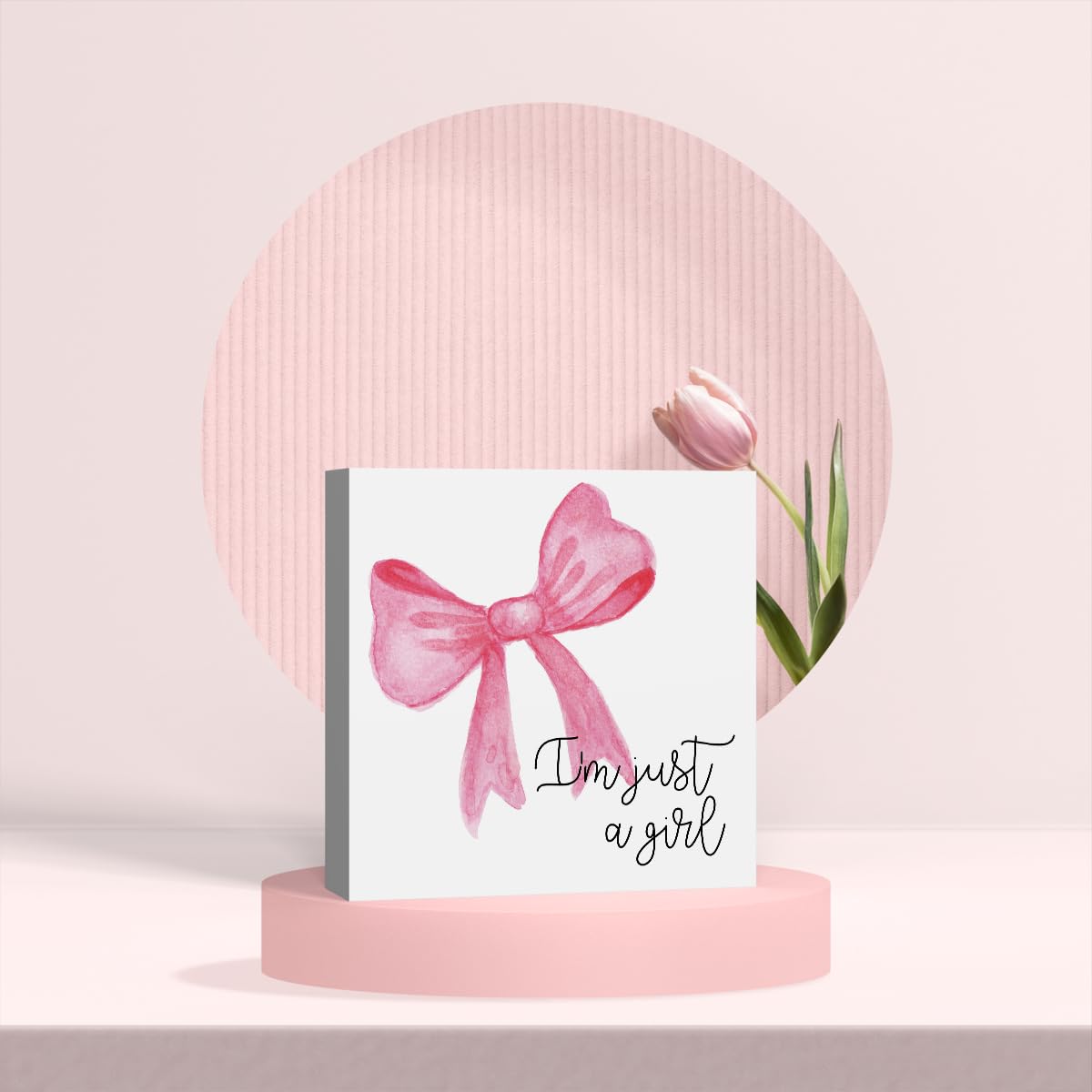 Pink Bow Coquette Room Decor - Wooden Box Sign Desk Decor