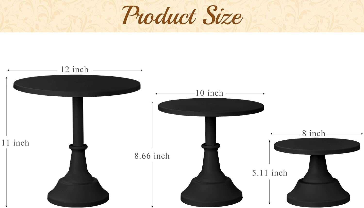 Cake Stand, Cake Stand Set Disc Diameter 8" 10" 12", Perfect Dessert Table Display Set, 3 Pcs