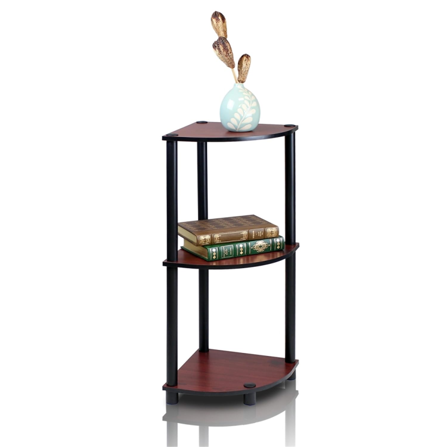 Three-Tier Round Tube Reversible Corner Display Rack Multipurpose Shelving Unit