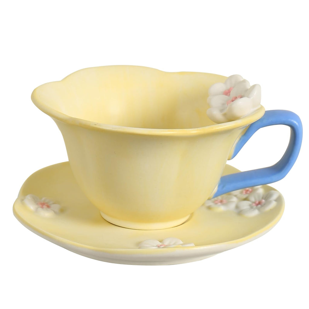 Floral Tea Cups and Saucers, Ceramic Cute Tea Cup for Tea Party